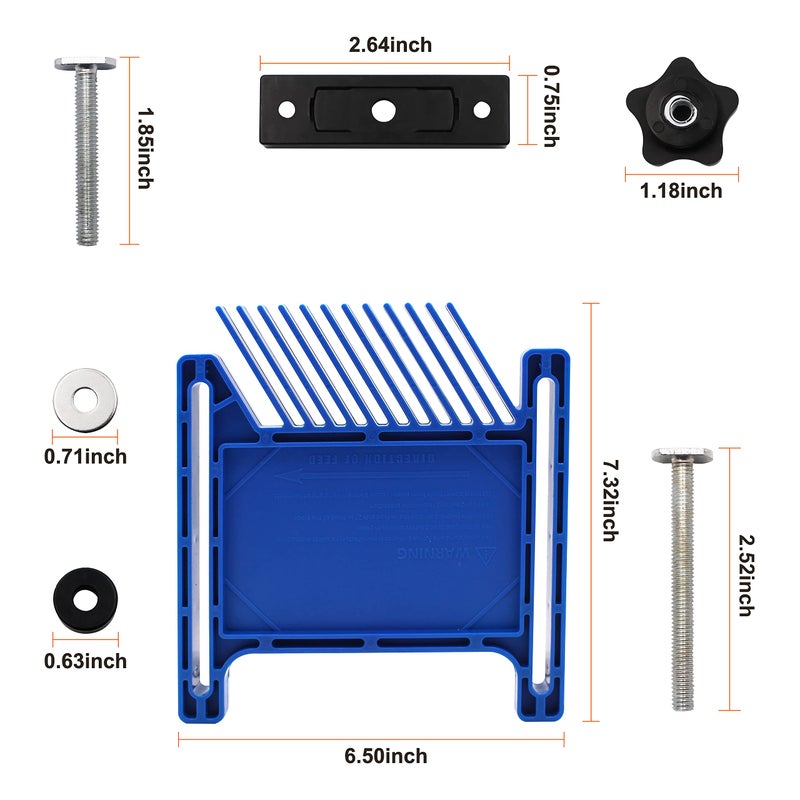GREATUS PRS3020 Featherboard Replacement for Kreg Compatible with Standard 3/8" x 3/4" T-slot and Miter Slot on Tablesaws, Router Tables, Band Saws,Blue, Pack of 2 - Image 3